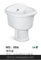 厂家直销可贴牌白色陶瓷拖布池，带溢水孔设计，品质与实用兼具